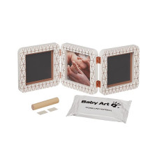 BABY ART Double Print Frame komplekts mazuļa pēdiņu/rociņu nospieduma izveidošanai, white, 3601092800