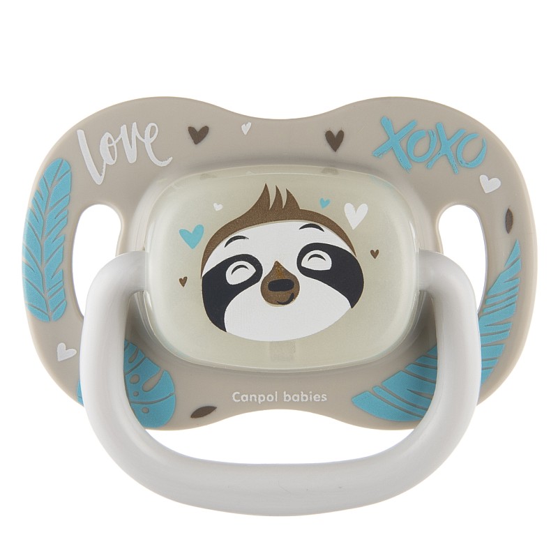 CANPOL BABIES simetriskas formas silikona māneklis 18M+, EXOTIC (sliņķis), 34/922_leni