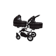 BABYACTIVE TWINNY PREMIUM dvīņu rati BLACK, 07 balts rāmis