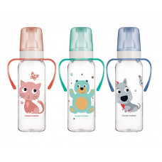 CANPOL BABIES Cute Animals pudelīte ar rokturiem 250ml ar silikona knupīti 12m+ 11/845