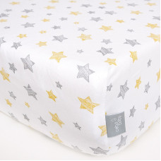 CEBABABY Jersey  kummiga voodilina  120x60сm Yellow Stars W-823-076-605