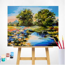 TSVETNOY Gleznošanas komplekts pēc numuriem 40x50cm Summer River, MG2415e