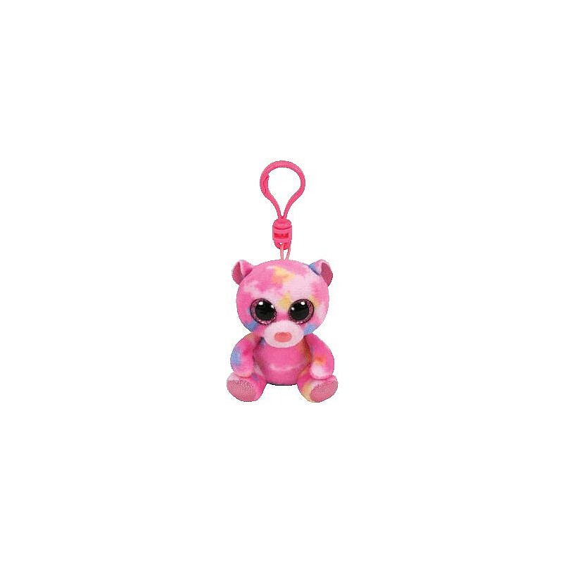 TY Beanie Boos Mīkstā rotaļlieta - piekariņš FRANKY - pink multicolored bear clip 10cm, TY36562