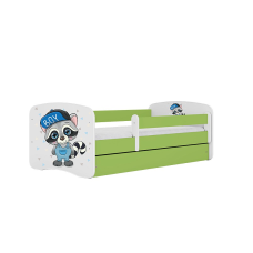 KOCOT KIDS gulta ar atvilktni un matraci BABYDREAMS green Raccoon 160x80cm