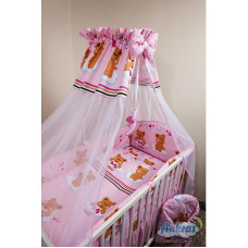 ANKRAS BABY Gultas veļas komplekts no 6 daļām 120x90/180cm - rozā