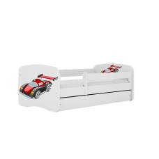 KOCOT KIDS gulta ar atvilktni un matraci BABYDREAMS white Racing car 160x80cm