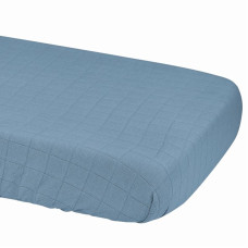 LODGER Slumber Solid kokvilnas palags ar gumiju 70x140cm, Ocean SBS 074