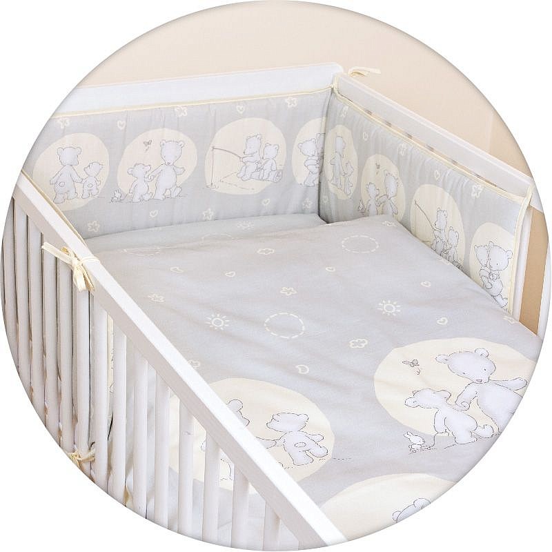 CEBABABY gultas veļas komplekts no 3 daļām 135x100cm PAPA BEAR GREY