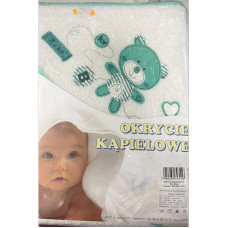 DUET BABY frotē dvielis ar kapuci 80x80cm BEAR 315 balts/zaļš