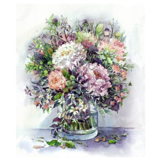 TSVETNOY Dimantu mozaīkas komplekts 40x50cm Bouquet with peonies and herbs in lilac colors, LG026e