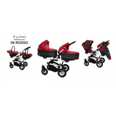 BABYACTIVE TWINNY PREMIUM dvīņu rati 3in1 ROSSO, 08 balts rāmis