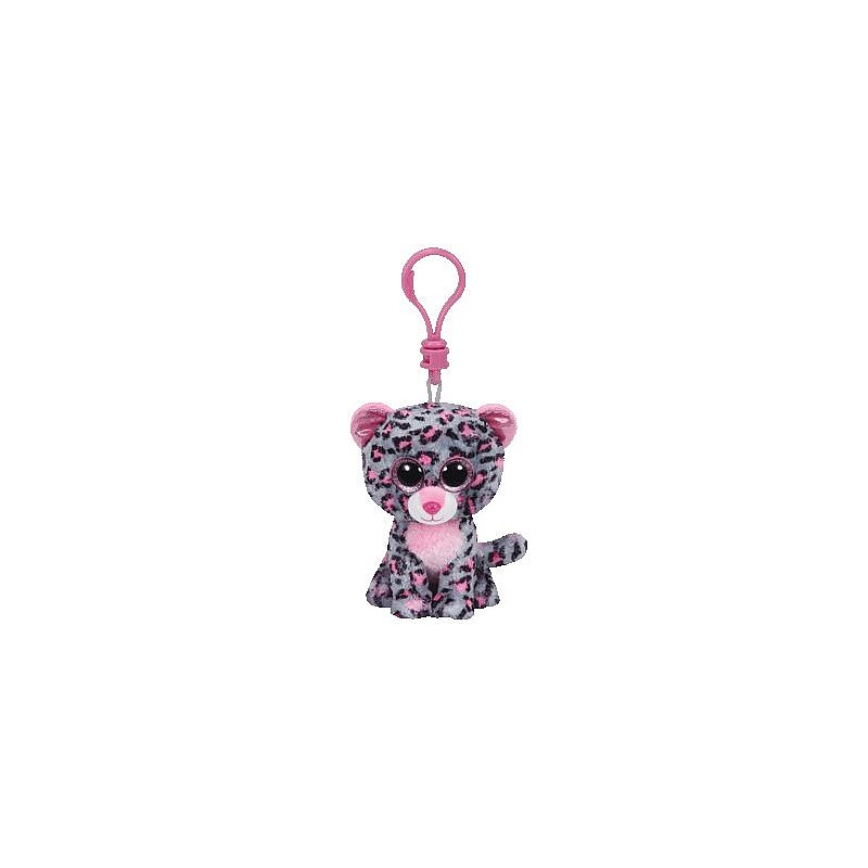 TY Beanie Boos Mīkstā rotaļlieta - piekariņš PINK/GREY LEOPARD TASHA 8cm, TY36616