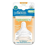 DR.BROWNS OPTIONS+ Wide-Neck Y-CUT Silikona knupītis 9m.+ 2gab. WNY201-INTL ATLAIDE