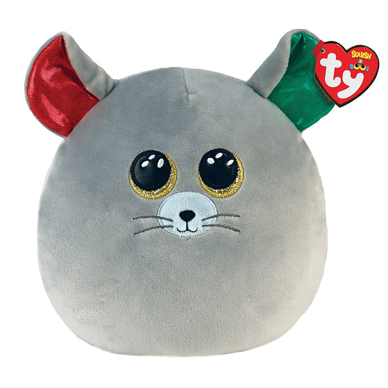 TY Squish a Boos Mīkstā rotaļlieta - Spilvens Chipper GREY MOUSE, TY39212