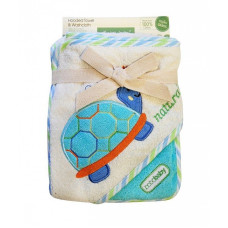 BOBOBABY Eco Dvielis ar kapuci 76x76cm OKR-ECOM Aqua Turtle