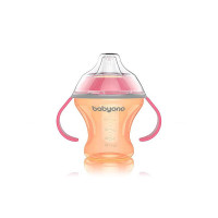 BABYONO NATURAL NURSING Krūze ar mīksto snīpīti 180ml 3m+ 1456 oranžs