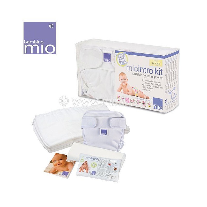 BAMBINO MIO Intro Kit WHITE - autiņu izmēģinājuma komplekts (1+3+50+100g), mazas S (5-7 kg), baltas