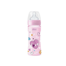 CHICCO Well-being LOVE pudele ar silikona knupīti 250ml., 09562.00 rozā IZPĀRDOŠANA