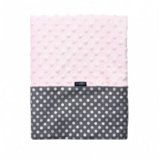 WOMAR Bubble Valboa divpusējs pleds 75x100cm Pink/Dark Grey silver DOTS