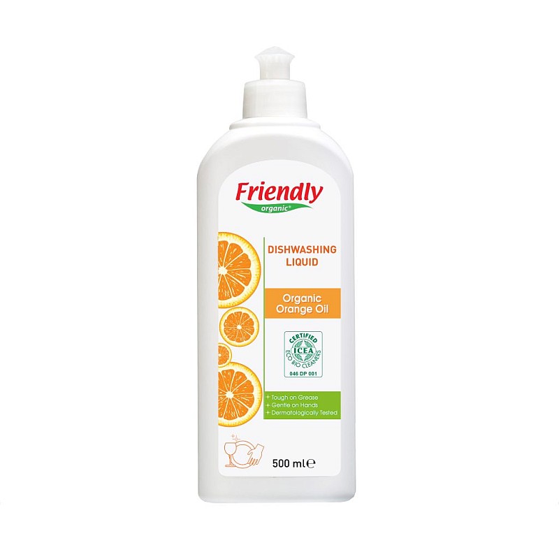 FRIENDLY ORGANIC Trauku mazgāšanas līdzeklis ar apelsīna eļļu 500 ml FR0447 IZPĀRDOŠANA