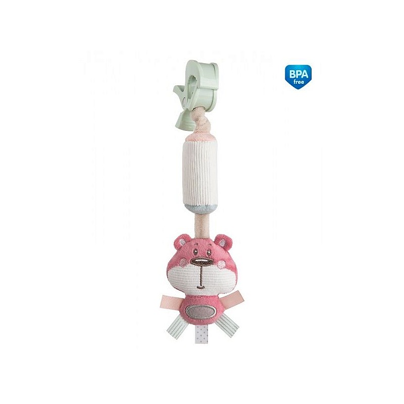 CANPOL BABIES PASTEL FRIENDS Piekaramā rotaļlieta ar zvaniņu BEAR 0m+ 68/066 pink