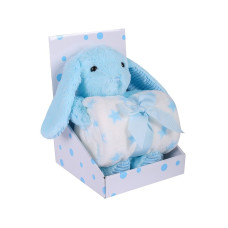 DUET BABY EASY CARE Pleds - sedziņa 75x100cm + rotaļlieta 562 RABBIT zils (745617)