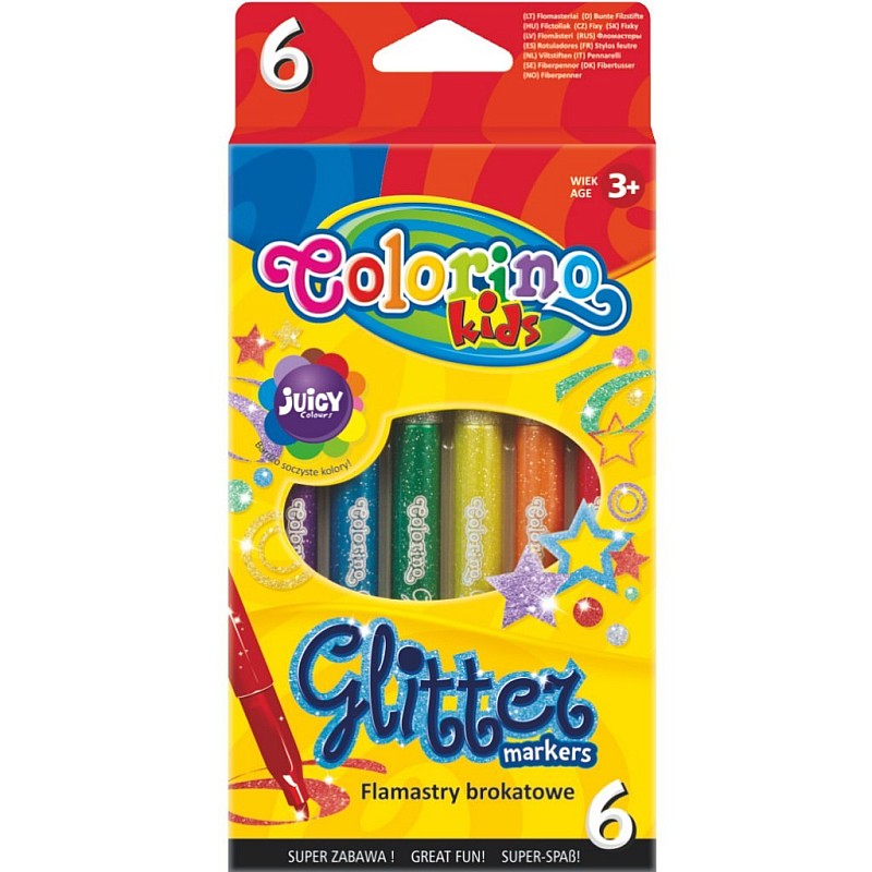 COLORINO CREATIVE Маркеры с блестками, 6 цветов, 65641PTR