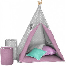 AKUKU TEEPEE Bērnu telts-vigvams TIPI A1903 GREY/PINK