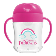 DR.BROWNS Soft-Spout Mācību krūzīte ar rokturiem un snīpīti, 180ml, 6+, rozā TC61003-INTL ATLAIDE