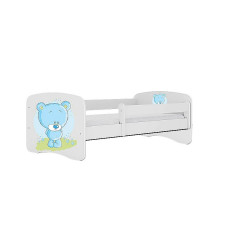 KOCOT KIDS gulta bez atvilktnes ar matraci BABYDREAMS white Blue teddybear 160x80cm