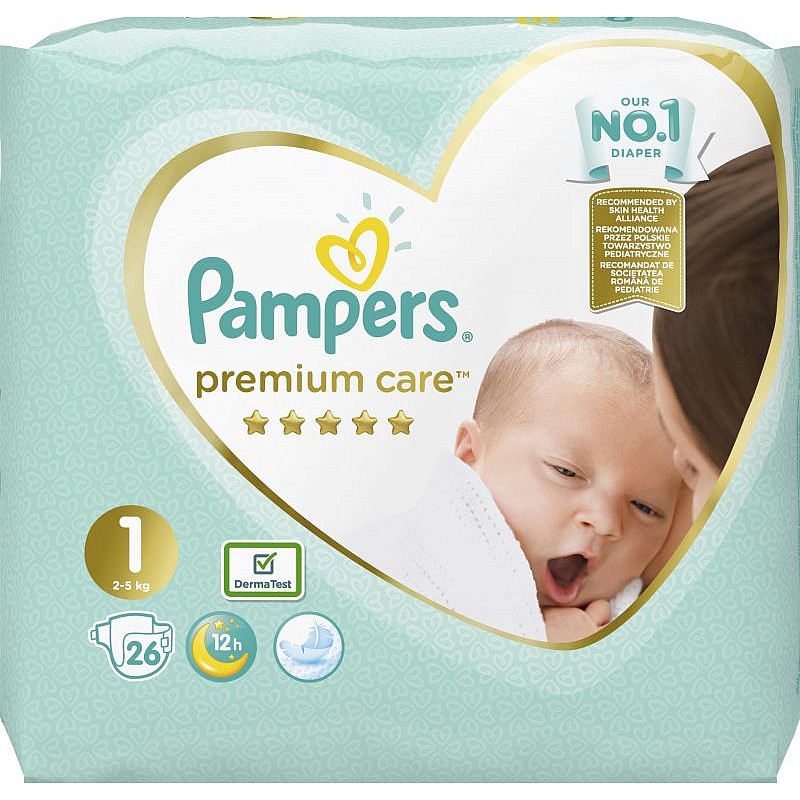 Pampers Premium Care S1, 2-5kg, 26 gab.