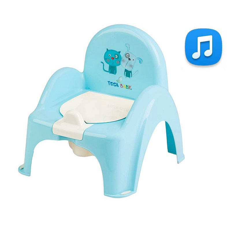 TEGA BABY DOG and CAT Podiņš-krēsliņš ar vāku un mūziku, PO-063 LIGHT BLUE - EE