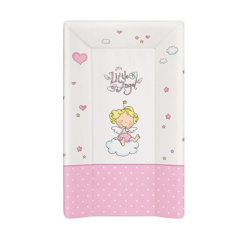 CEBABABY pārtinamā virsma ar mīkstu pamatni un aizsardzību no trim pusēm 80x50cm LITTLE ANGEL WHITE PINK