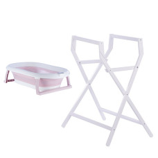 TO-MA Saliekamā vanna + koka statīvs BATH&CARE, pink/white