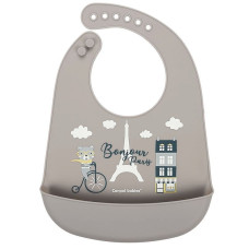 CANPOL BABIES silikona lacīte ar kabatu BONJOUR PARIS, navy beige, 74/027_bei