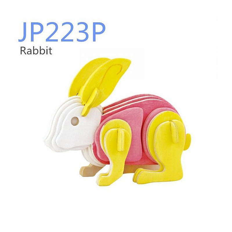 ROBOTIME Koka 3D puzle ar krāsām "Zaķis", JP223P
