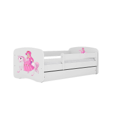 KOCOT KIDS gulta ar atvilktni un matraci BABYDREAMS white Princess on horse 160x80cm