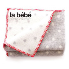 LA BEBE Bērnu dabīgas vilnas sega 140x100cm - Cosy Grey/Red Dots, Art.76995