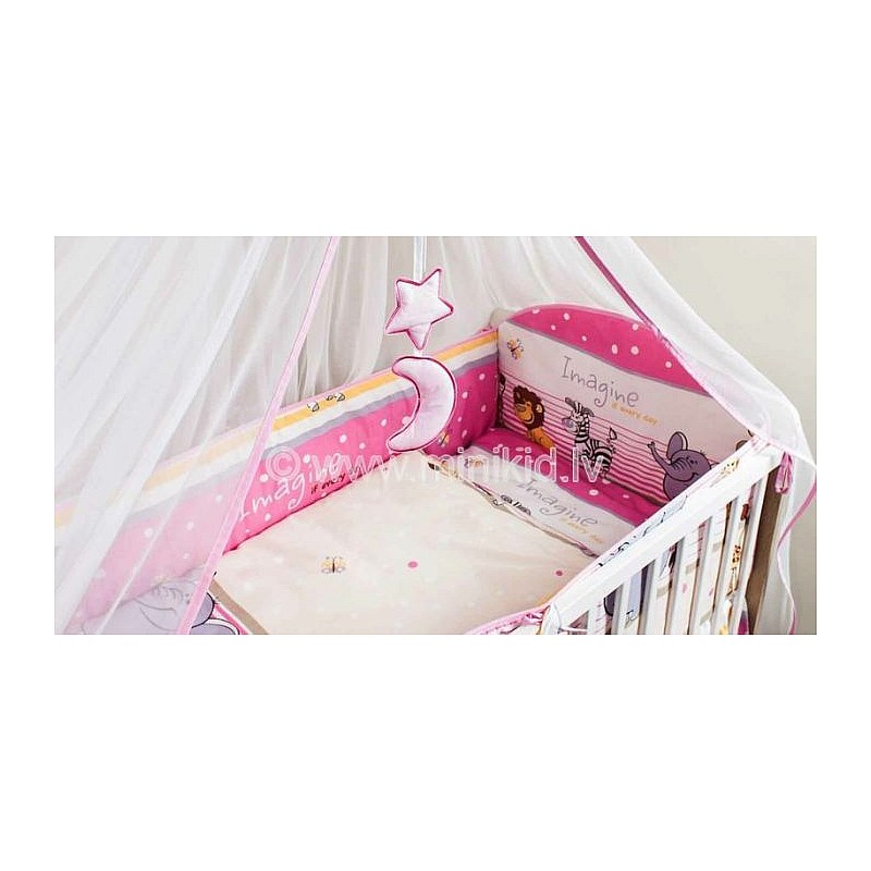 ANKRAS Apmalīte bērnu gultiņai "Imagine" 360 cm - pink