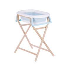 TO-MA Saliekamā vanna + koka statīvs BATH&CARE, blue/beech