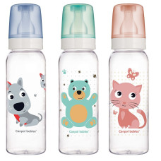 CANPOL BABIES Cute Animals pudelīte 250ml ar silikona knupi 12m+ 11/841