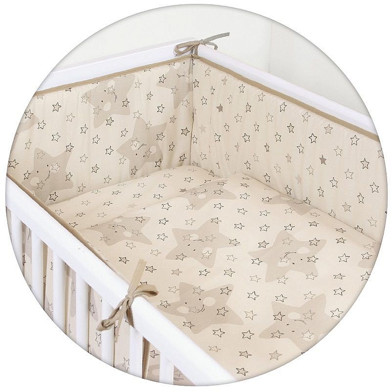 CEBABABY gultas veļas komplekts no 3 daļām 135x100cm LUX STARS BEIGE IZPĀRDOŠANA