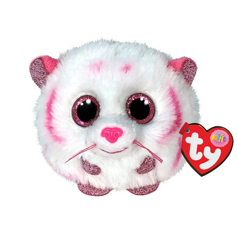 TY PUFFIES Mīkstā rotaļlieta TABOR - pink/white tiger puf 8cm, TY42524