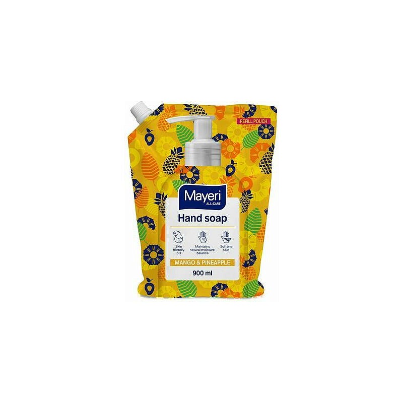 MAYERI All-Care šķidrās ziepes Mango un ananāss 900ml F683 uzpildes iepakojums