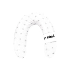 LA BEBE Rich Cotton Barošanas pakaviņš spilvens White&Grey Stars 30x175cm 81032