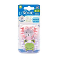 DR.BROWNS PreVent CAT&FROG silikona māneklis 0-6m. 2gab. rozā/zaļa PV12014-ES IZPĀRDOŠANA