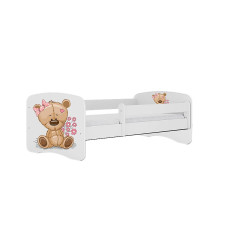 KOCOT KIDS gulta bez atvilktnes ar matraci BABYDREAMS white Teddybear flowers 140x70cm