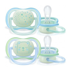 PHILIPS AVENT ULTRA AIR NIGHT Simetriskas formas silikona māneklis, 0-6M, 2gab, SCF376/11