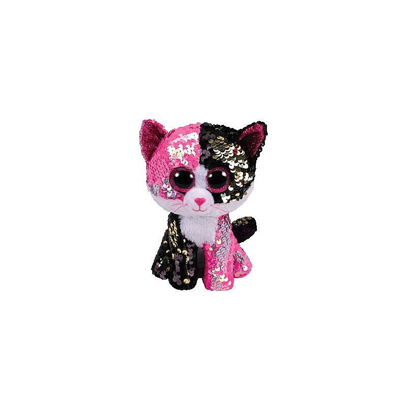 TY Flippables Mīkstā rotaļlieta MALIBU PINK BLACK SEQUIN CAT reg 15cm, TY36261