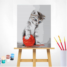 TSVETNOY Gleznošanas komplekts pēc numuriem 40x50cm Kitten with a red clew, MG2075e